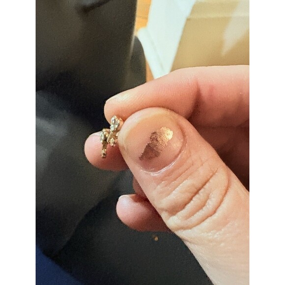 14K Gold Dainty Key Stud Earring Cubic Zirconia Heart - Picture 13 of 14